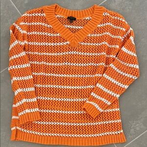 Talbots Orange and White Striped Women's Sweater
